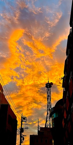 夏の終わりの夕陽　燃える